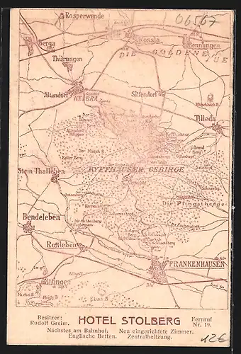 AK Frankenhausen /Kyffh., Hotel u. Restaurant Stolberg, Bes. Rudolf Greim