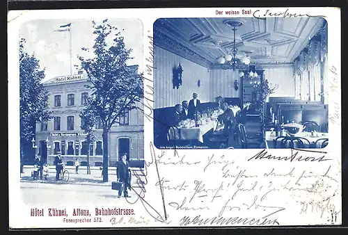 AK Hamburg-Altona, Hotel Kühnel, Bahnhofstrasse, Innenansicht Der weisse Saal