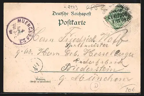 Lithographie Deuben, Restaurant zur Wettinburg v. Richard Pinkerr, Garten