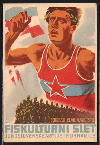 Künstler-AK Belgrad, Fiskulturni Slet, Turnfest 1946, Sportler