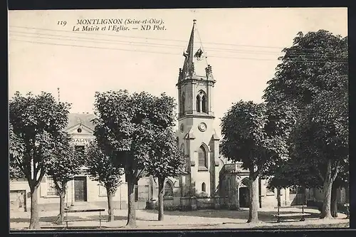 AK Montlignon, La Mairie et l`Eglise