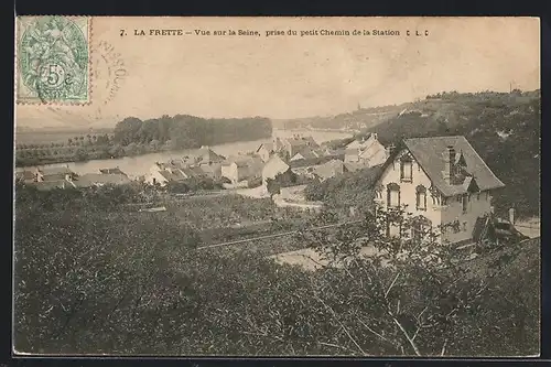 AK La Frette, Vue sur la Seine, prise du petit Chemin de la Station