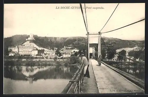 AK La Roche-Guyon, Pont suspendu