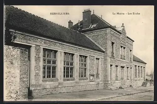 AK Survilliers, La Mairie - Les Ecoles