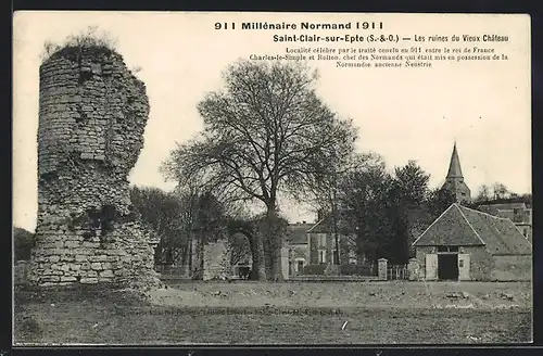 AK Saint-Clair-sur-Epte, les ruines du vieux château