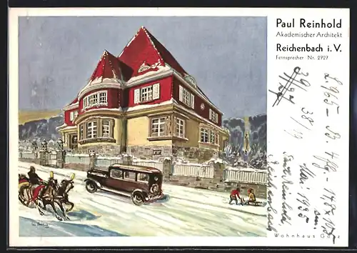 Künstler-AK Reichenbach i. V., Wohnhaus Götz