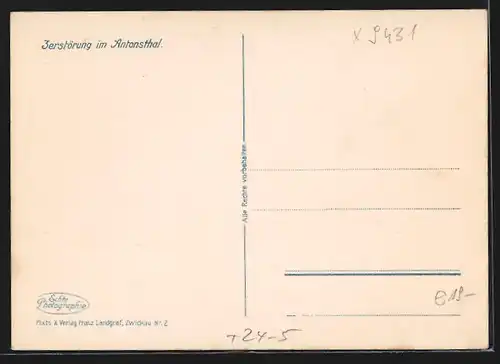 AK Antonsthal, Zerstörung nach Unwetter 1931