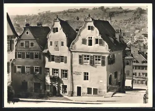 AK Schwäbisch Hall, Marktplatz u. Patrizierhäuser neben dem Rathaus