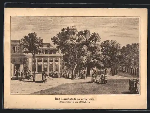 Künstler-AK Bad Lauchstädt, Brunnenkuren vor 200 Jahren