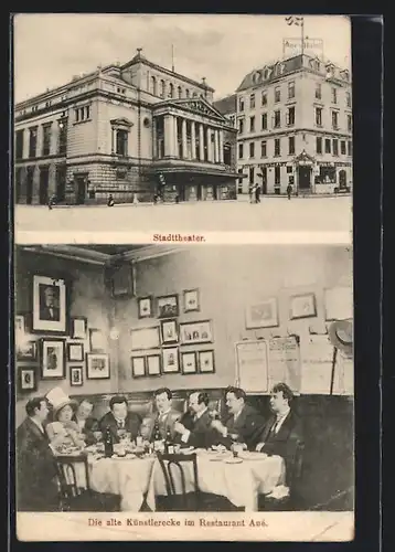 AK Hamburg-Neustadt, Stadttheater, Hotel und Restaurant Aue in der Dammtorstrasse 29-Künstlerecke