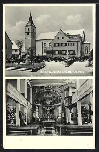 AK Ahldorf Krs. Horb, Kath. Pfarrkirche mit Innenansicht