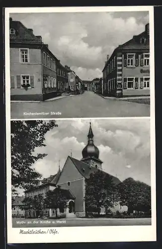 AK Marktleuthen, Kirchenlamitzer Strasse, Motiv an der Kirche und Markt