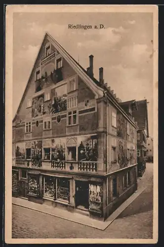 AK Riedlingen a. D., Altstadthaus mit historischen Bildern