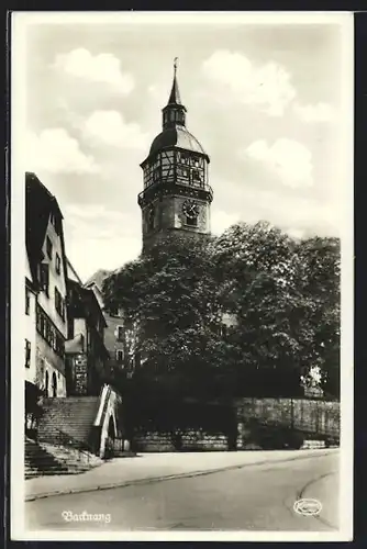 AK Backnang, Strassenpartie mit Kirche