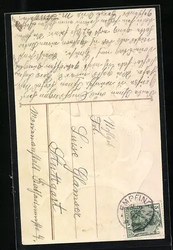 AK Kind mit Kleeblatt und Uhr zu Mitternacht