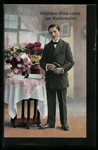 AK Junge im Anzug zur Konfirmation