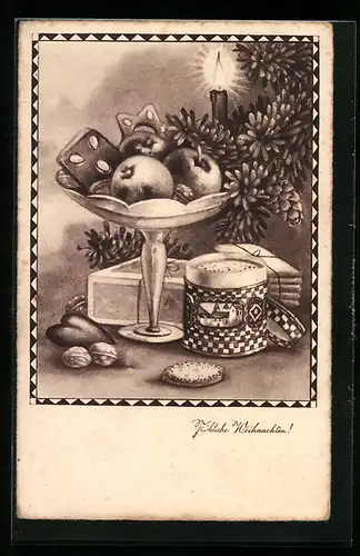 AK Geschenketisch mit Lebkuchen