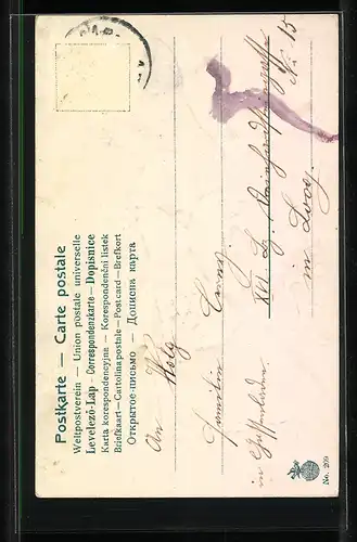 AK Mädchen mit Schwein und Kleeblättern