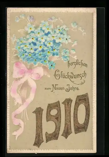 AK Jahreszahl 1910 mit Vergissmeinnicht