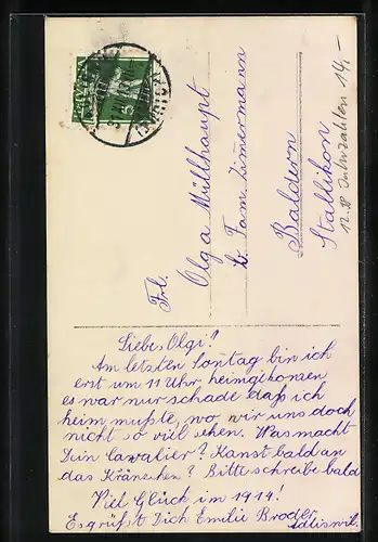 AK Jahreszahl 1914, Dame mit Sektglas