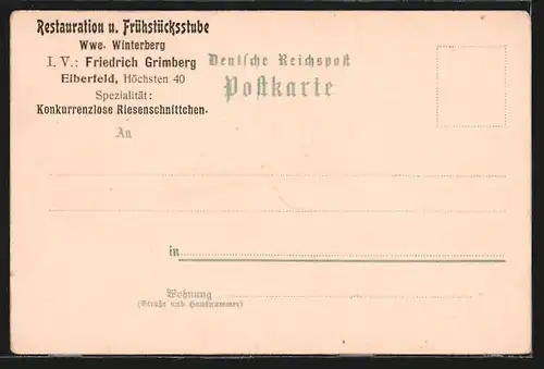 Lithographie Elberfeld, Reichsbank, Totale vom Berg aus gesehen