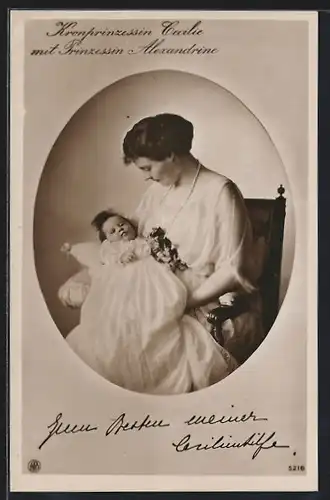AK Prinzessin Alexandrine mit Kronprinzessin Cecilie