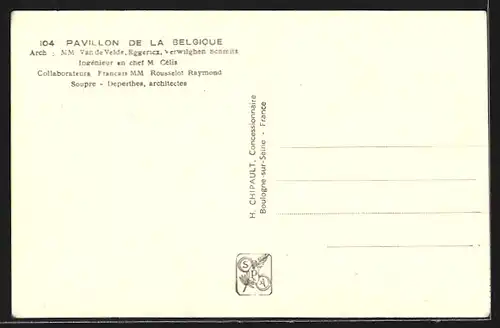 AK Paris, Exposition internationale 1937, Pavillon de la Belgique, Bauhaus