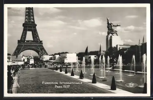 AK Paris, Exposition internationale 1937, Vue D` Ensemble prise des Jardins du Trocadero