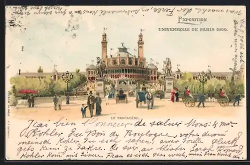 Lithographie Paris, Exposition universelle de 1900, Le Trocadero