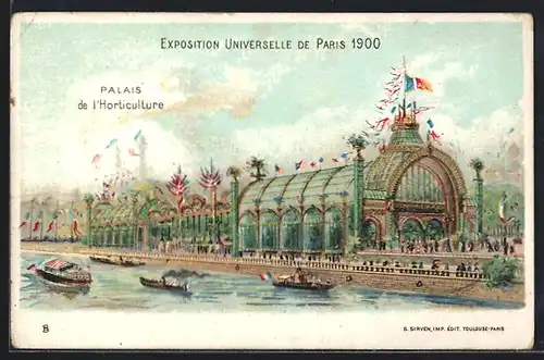Lithographie Paris, Exposition universelle de 1900, Palais de l`Horticulture