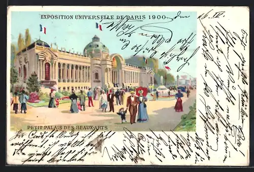 Lithographie Paris, Exposition universelle de 1900, Petit Palais des Beaux-Arts