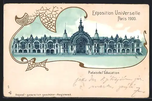 Lithographie Paris, Exposition universelle de 1900, Palais de l`Education