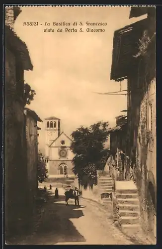 AK Assisi, la Basilica di S. Francesco vista da Porta S. Giacomo