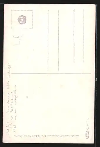 Künstler-AK Kastelruth, Strassenszene mit Frau in Tracht