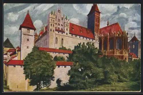 Künstler-AK Marienburg / Malbork, Burgansicht