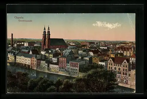 AK Oppeln, Panorama mit Kirche