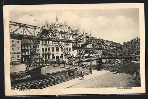 AK Elberfeld, Schwebebahn an der Schlossbleiche