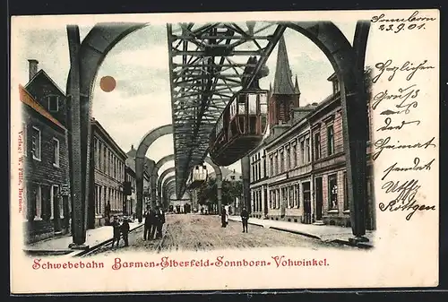 AK Sonnborn, Schwebebahn mit Passanten