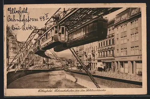 AK Elberfeld, Schwebebahn an der Schlossbleiche