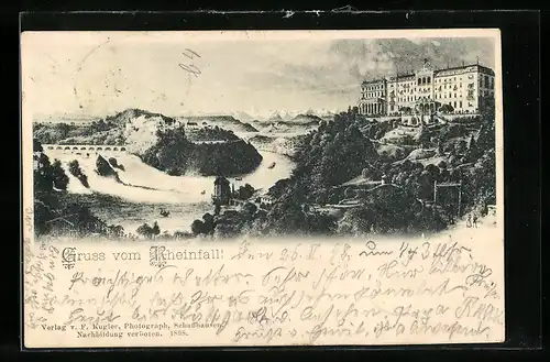 AK Schaffhausen, Rheinfall mit Hotel