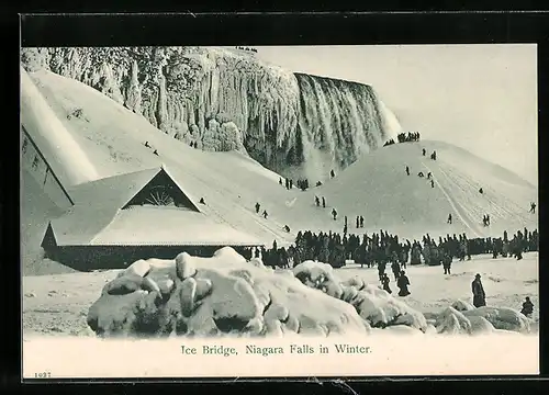 AK Eisbrücke bei den Niagarafällen im Winter