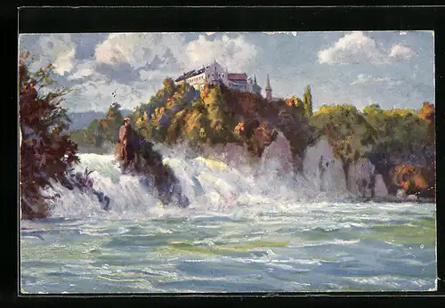 Künstler-AK Schaffhausen, Rheinfall, La Cascato del Reno, Wasserfall