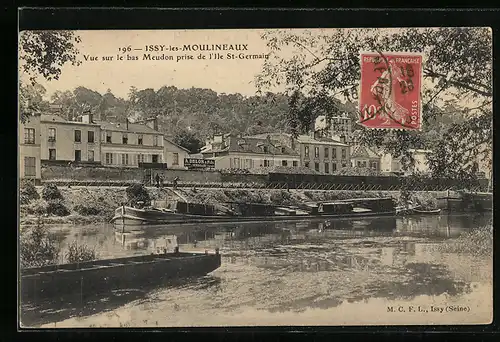 AK Issy-les-Moulineaux, Vue sur le bas Meudon prise de l`Ile St-Germain