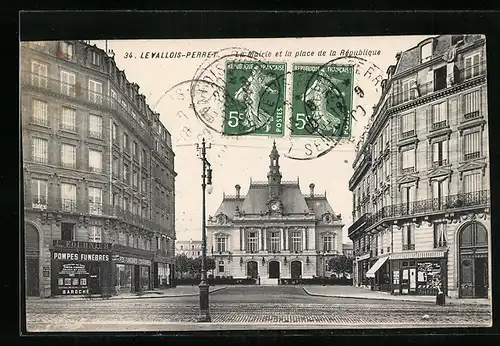 AK Levallois-Perret, La Mairie et la place de la Rèpublique