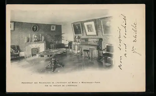 AK Montrouge, Pensionnat des Religieuses de L`Intèrieur De`Marie-Vue du Parloir de L`Intèrieur