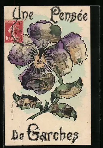 AK Garches, Une Pensée, Ortsansichten in einer Blume