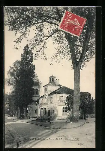 AK Marnes-la-Coquette, L`Eglise et la Mairie, Kirche und Rathaus