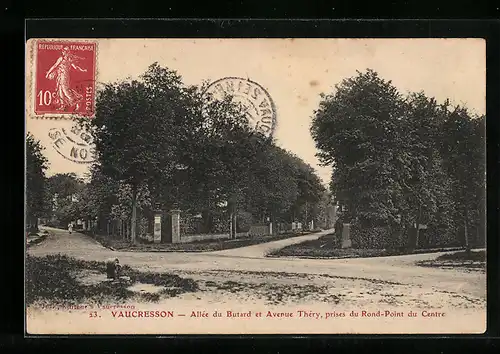 AK Vaucresson, allée du Butard et avenue Théry, prises du rond-point de centre