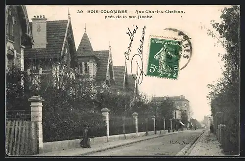 AK Bois-Colombes, Rue Charles-Chefson. près de la rue Hoche