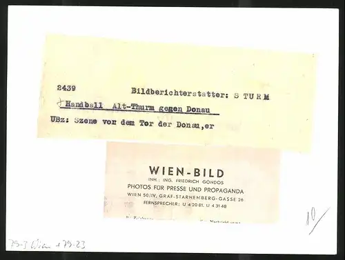 Fotografie Ansicht Wien, Handballspiel Alt-Thurm vs Donau 1939